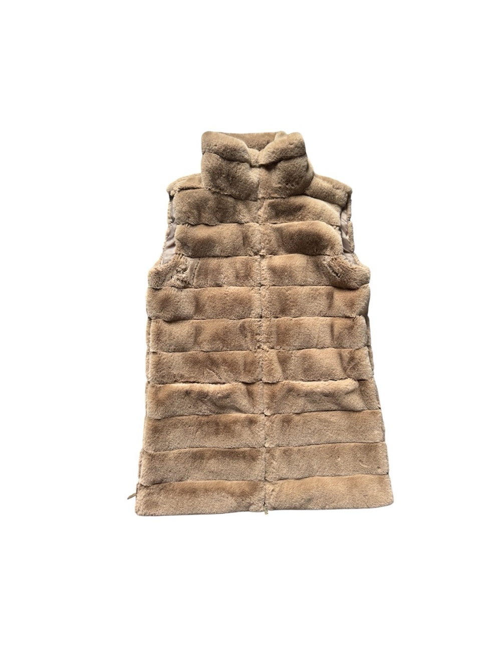Patty Kim Tan Faux Fur Lauren Vest L
